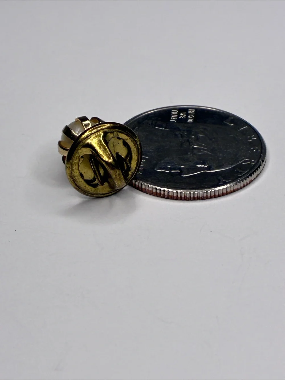 Vintage Gold Toned Round Chain Tie Tack And Gold Colored Pearl Tie Tack Bundle